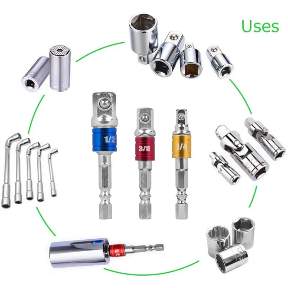 3pcs Impact Grade Socket Adapter Power Hand Tool Part Driver Extension Set Screwdriver Holder Drill Nut Attachment
