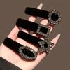 4 stuks Dames Mode Strass Velours Haarclip High-End Haarspeld Voor Pony en Zijkant Haar