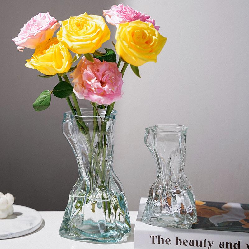 Creative Slanted Neck Glass Vase for Home or Office Decor