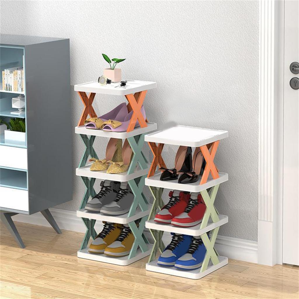 5 Tier Detachable DIY Easy Storage Shoe Rack Organizer Adjustable Stackable Shelf Unit for Home Closet Bathroom Entryway