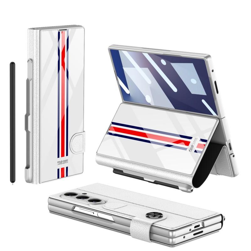 Galaxy Z Fold7 Flip Cover Case With Pen Slot Protective Leather Shell Men Stylish Foldable Phone Accessory