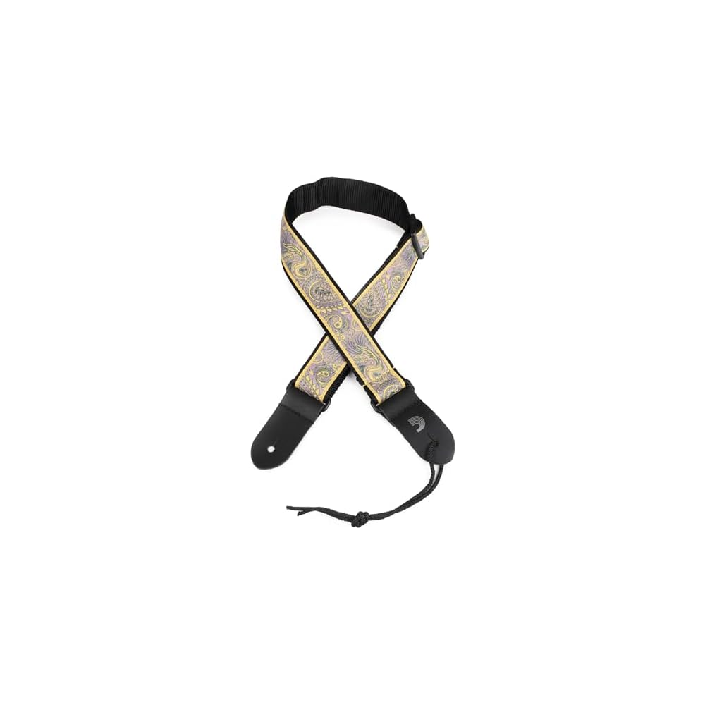 D Addario Jacquard Ukulele Strap, Paisley Pattern, Yellow/Purple, 15UKE04 [Domestic Genuine Product]