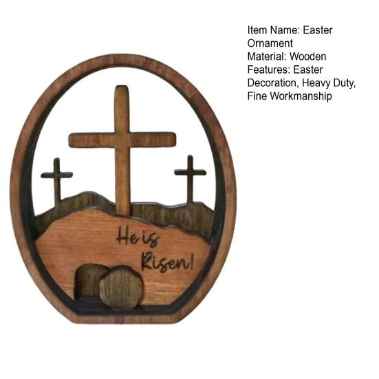 He Is Risen Easter Decoration Farmhouse Rustic Wooden Resurrected Tomb Table Sign Home Office Easter Party Desktop Ornament