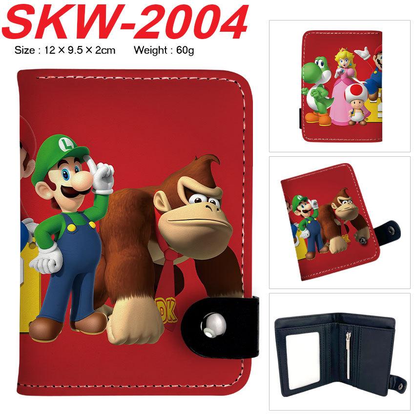 Super Mario Bros Wallet Snap Button Coin Purse Vertical Cartoon Plumber Double Layer Card Holder for Kids