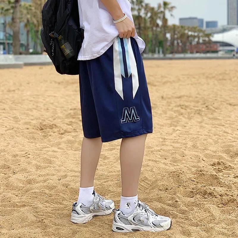 

Мужские летние дышащие классные повседневные шорты для верхней одежды, свободные универсальные баскетбольные спортивные штаны с пятью точками в стиле Ins M