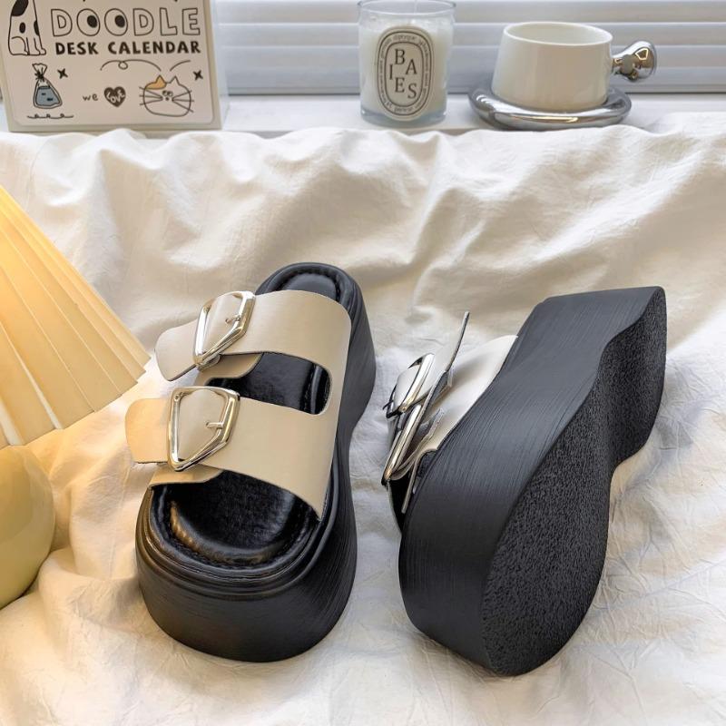 Fashion Women's Slippers 2025Summer Thick-soled Roman Sandals Non Slip Platform Sandals for Women Beach Slippers Luxury Leather Slippers