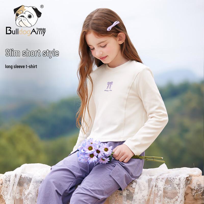 CHANZUIGOU Girls  Bowknot Embroidered Long Sleeve T-Shirt 140 cm