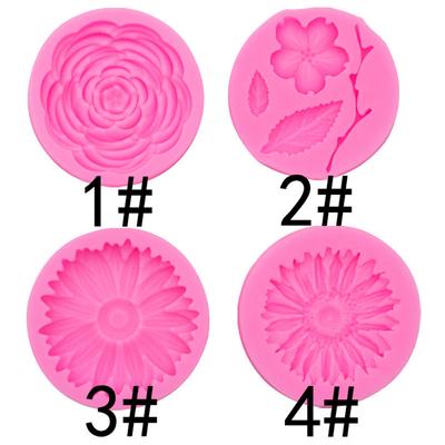 Moule en Silicone à 4 fleurs de soleil, Rose, fleur de pêche, gâteau, Fondant, chocolat