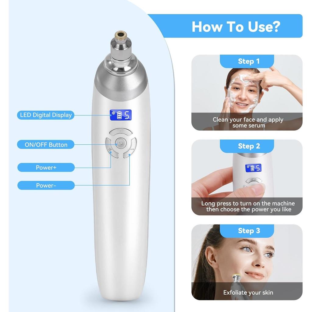 SC864 Diamond Micro-Dermabrasion Facial Machine, Professional Facial Deep Cleasing Tool, Home Use Facial Skin Care Equipment