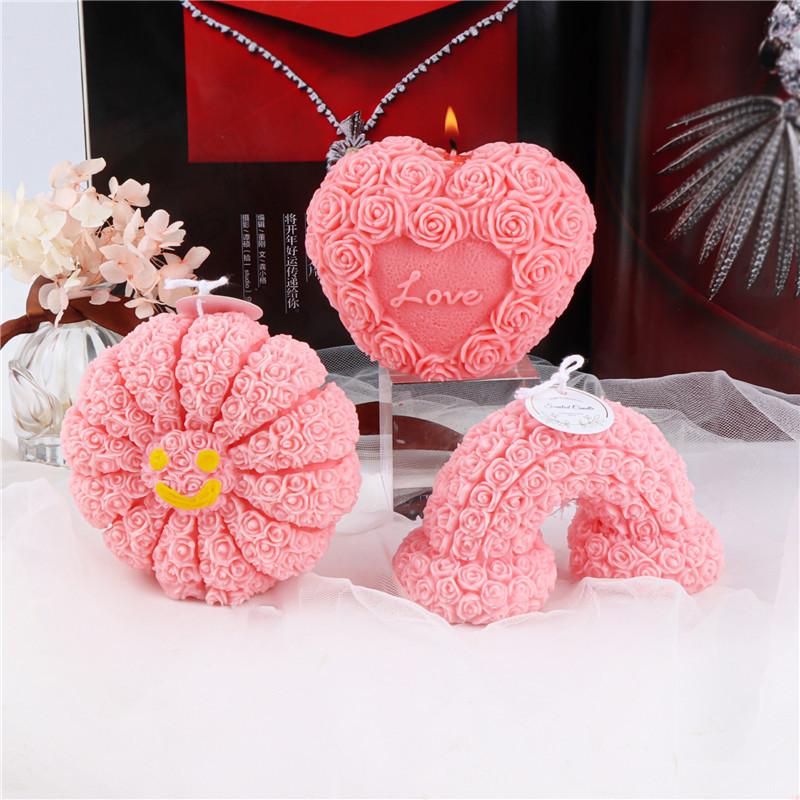 3D Valentine Rose Animals Candle Silicone Mold Handmade Chocolate Decoration Bear Aromatherapy Soap Resin Candle Silicone Mould