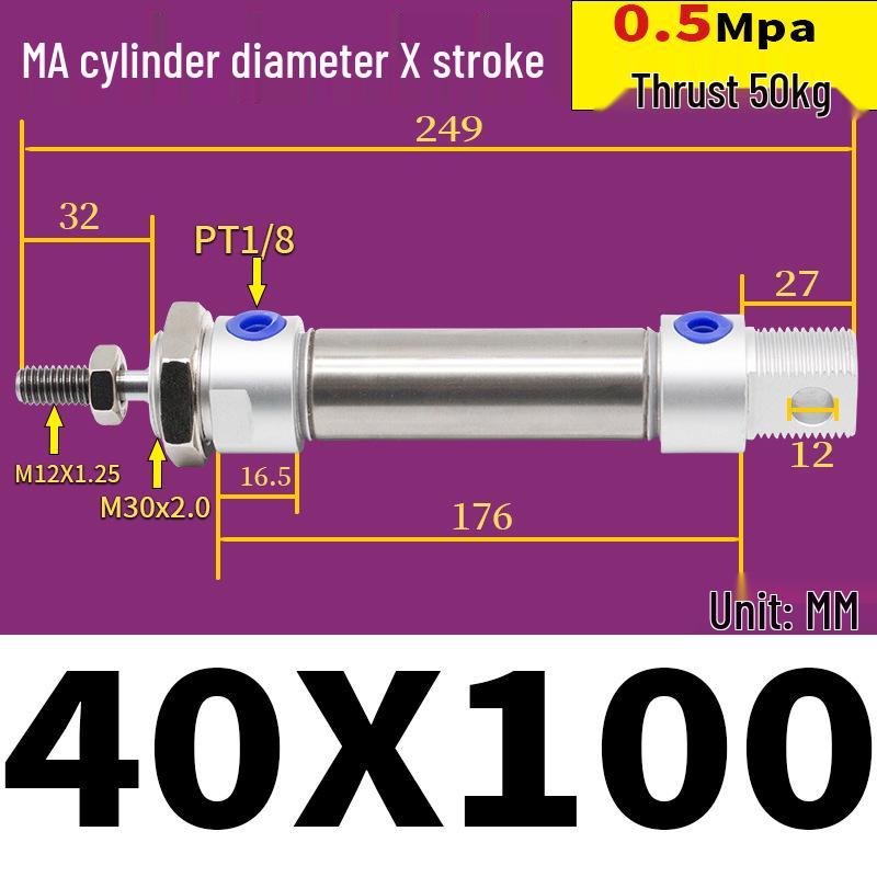Corrosion Resistant Stainless Steel Pneumatic Cylinder 16-40mm/50-150mm