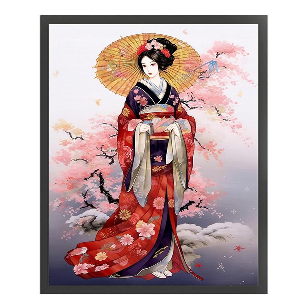 Geisha Full 11CT DIY Stamped Printed Cross-Stitch Kits for Beginners Adults Home Decor Cross Stitch Art and Crafts Kits 40x50cm
