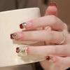 French Big Bow Diamond Press-On Nails: Medium Long Length Bridal Art Stickers