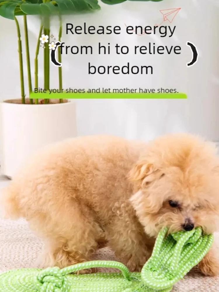 Durable Cotton Rope Slipper Knot Dog Chew Toy Small Dog Interactive Teeth Cleaning Molar Tartar Removal Safe Pet Chew Supplies
