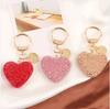 Rhinestone Keychain Heart Key Chains Peach Heart Car Keychain Women Handbag Bag Pendant Metal Crystal Keyring Accessories Gift
