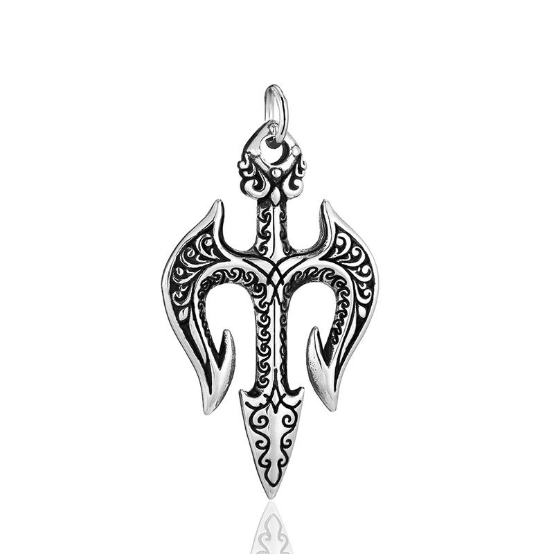 Vintage Poseidons Trident Pendant for Men Trident of Shiva Stainless Steel Warrior Spear Necklace Woman Jewelry Gifts