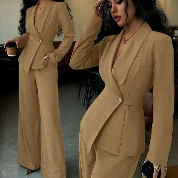 Costume d'automne pour femme, tempérament, mode, blazer à manches longues, pantalon droit, ensemble deux pièces haut et bas