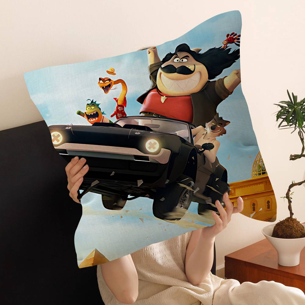 Die Gang 2 Kissenbezüge Cartoon Sofa Dekorativ Zuhause Zweiseitiger Druck Kurzer Plüsch Niedlicher Kissenbezug