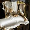 4/6/7Pcs European Luxury Gold Embroidery Satin 1000TC Egyptian Cotton Bedding Set Soft Silky Duvet Cover Bed Sheet Pillowcases
