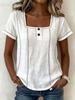 Women Casual Loose Printed Button Short Sleeve Blouse