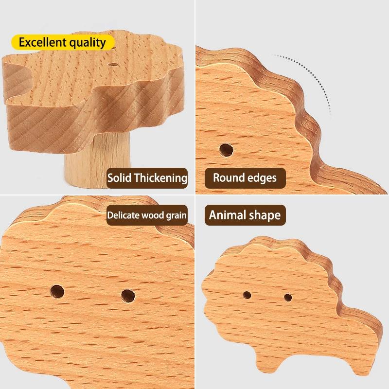 Children's Room Wooden Door Handles Animal Wood Furniture Handles for Cabinets and Drawers Knobs Kitchen Cupboard Wardrobe Pulls