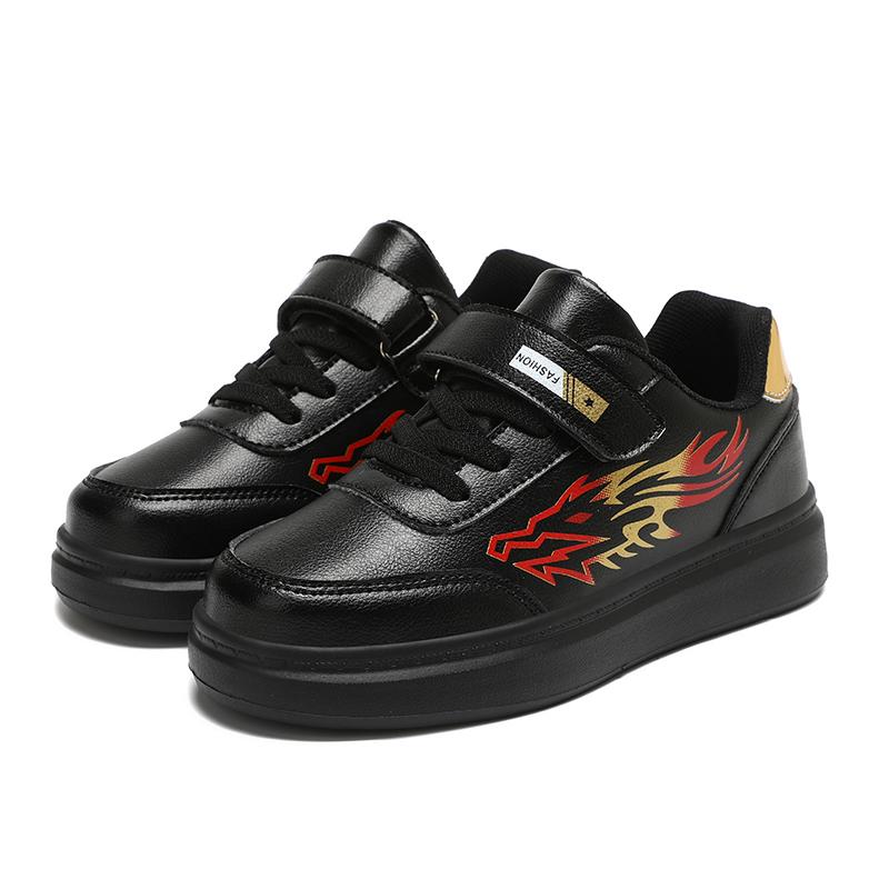 

Autumn Children S Shoes Boys Sports Shoes Black And White Pu Leather Waterproof Children S Skateboard Shoes Fashion Casual Shoes 35