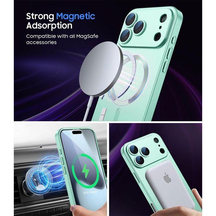 Coque pour iPhone 18 Pro Max, Protection Silicone Ultra Slim avec Cercle Magnétique Vert