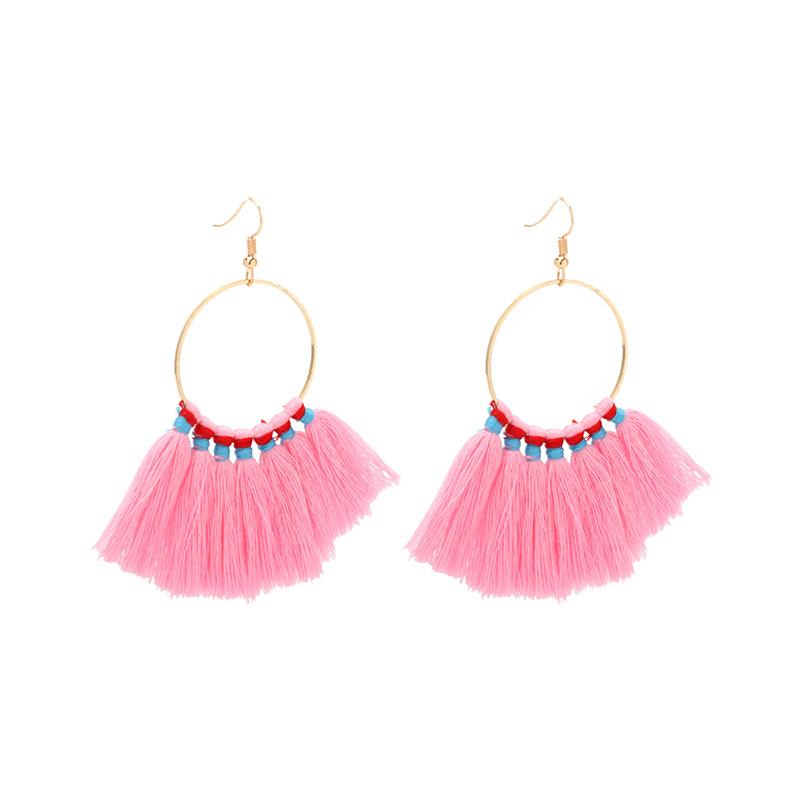 ins cold wind geometric large circle fringed earrings, the same bohemian French temperament earrings