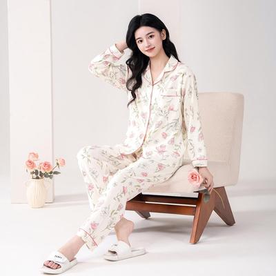Women's 2025 Spring & Autumn Cotton Pajama Set: Long Sleeve Cloud Cotton Homewear