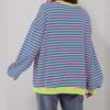 2026 Spring Striped Floral Round Neck Long Sleeve Color Block Hoodie