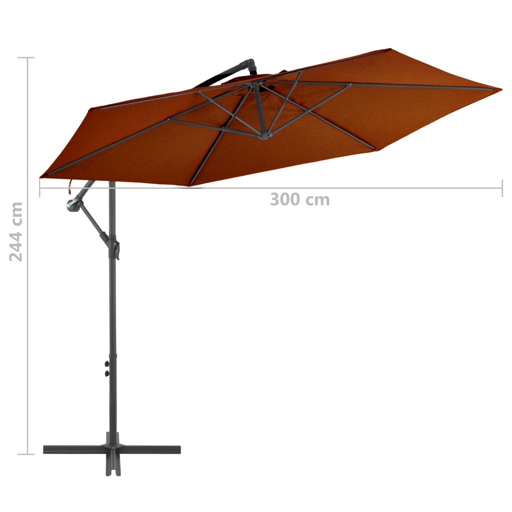 Cantilever Umbrella with Aluminum Pole 300 Cm Terracotta