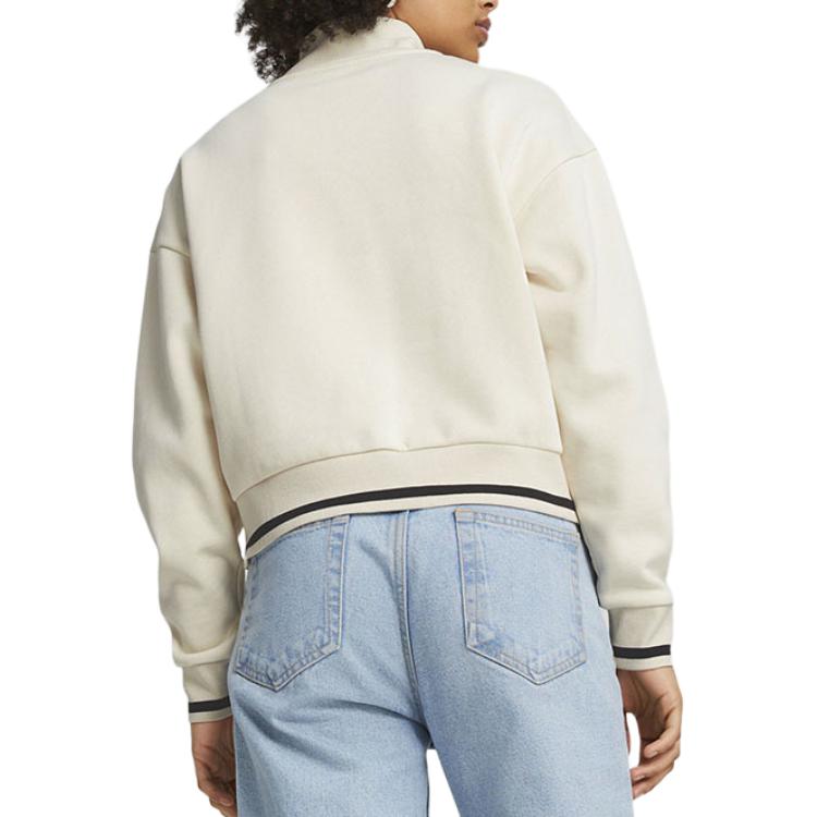 Puma Sports Lifestyle Series Casual Short Stand Collar Long Sleeve Sweatshirt Women Sweatshirt White 681524-87
