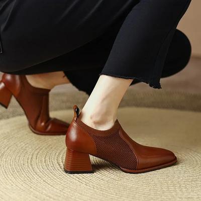 New Women Pumps Shoes Genuine Leather Office Lady High-Quality Elegant Shoes Lagre Size Comfortable Heels Shoes for Women