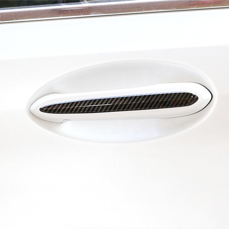 Carbon Fiber Color Exterior Door Handle Sequins Decoration Cover Stickers Trim 4Pcs For BMW 5 Series G30 G38 -