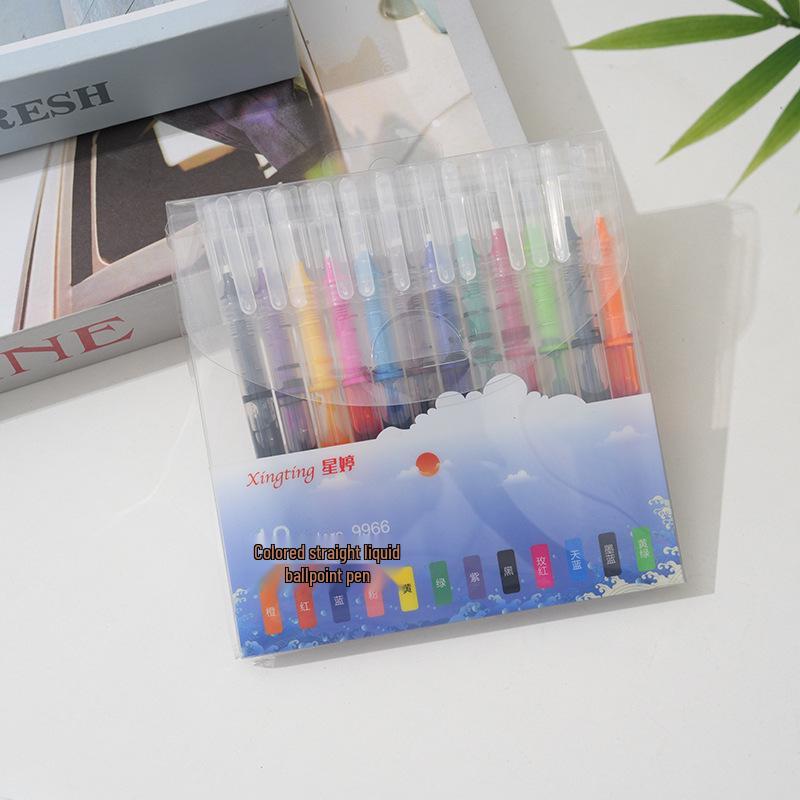 12-Color Quick-Dry Rollerball Pen Set - Large Capacity, Water-Based, Multi-Color for Students and Journaling