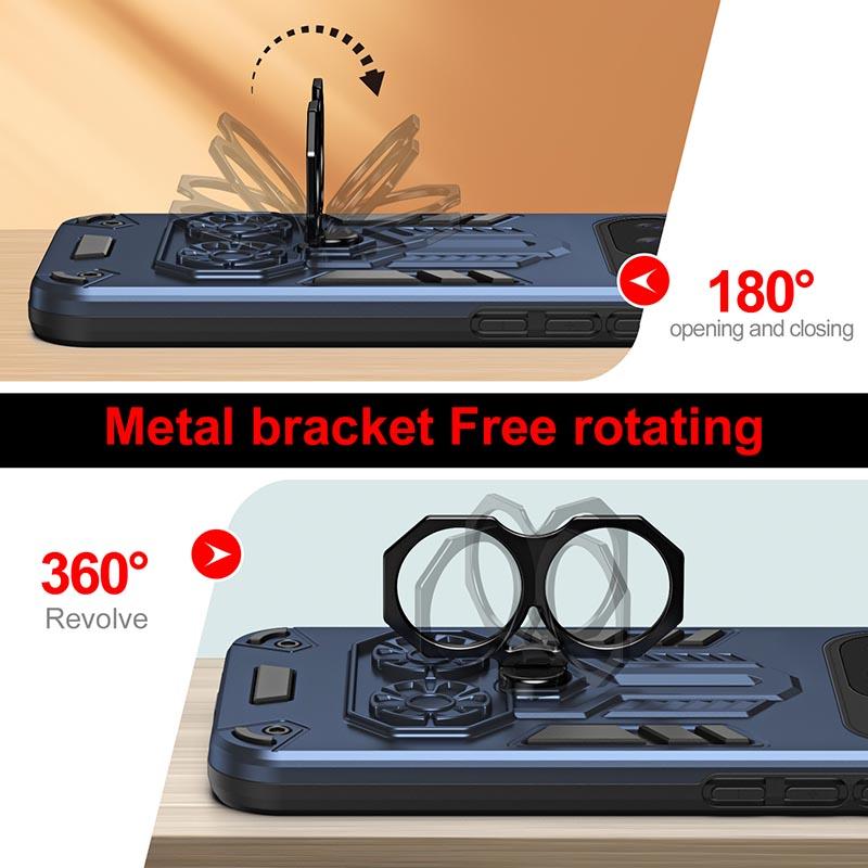 Shockproof Armor Case For Google Pixel 10 Pro 5G Dual Finger Ring Rotate Metal Bracket Stand Holder Cover
