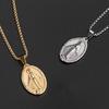 Deelfel Women's Gold Necklace with Venetian Chain, 45cm, Miraculous Medal, Virgin Mary Necklace, Oval, Amulet, Medal Pendant, Stainless Steel, Hypoall