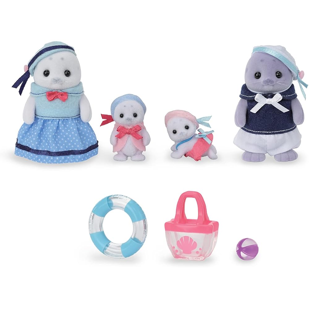 EPOCH Sylvanian Families Seal Family Doll Set 3 Years and Up Toy for Dollhouse