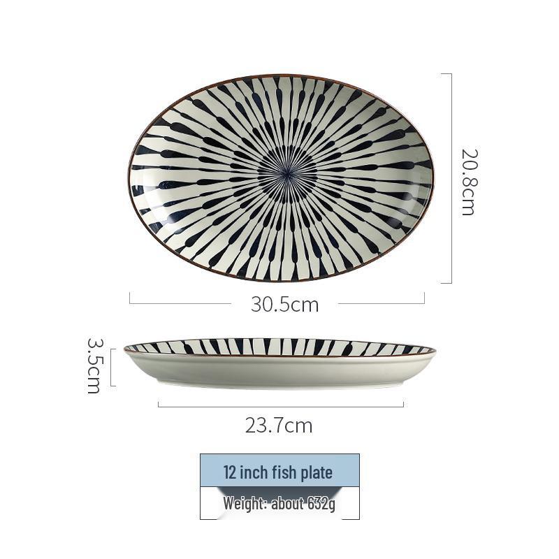 

Японский полосатый керамический набор мисок и тарелок - Новогодняя посуда и подарок на новоселье с палочками для еды