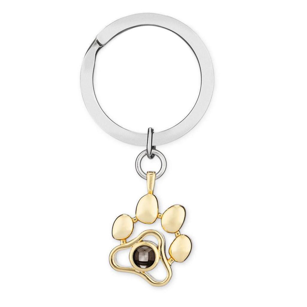 925 Titanium Steel Paw Print Dog Tag Necklace - Cute Collarbone Chain with Animal Markings Projection Pendant