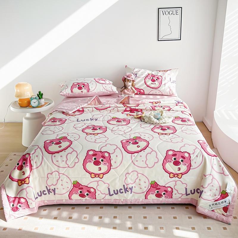 Cartoon Dinosaur Summer Quilt 100% Cotton Skin-friendly Breathable Air Conditioning Quilt Travel Camping Thin Blanket Washable