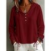 Herbst Winter Mode Lässig Einfarbig Knopf Kapuze Langarm Hemd Damen Oberteil Bluse
