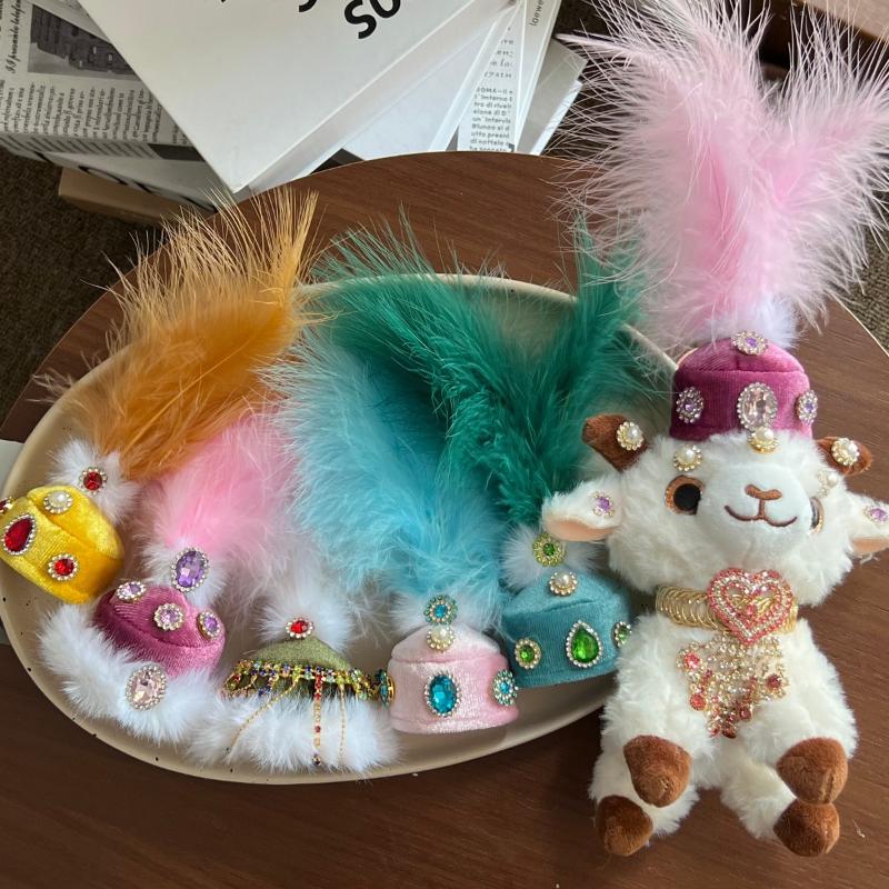 Ethnic Style Beaded Embroidered Sheep Plush Bag Charm Soft Fluffy Key Pendant for Women Purse Backpack Xmas Gift