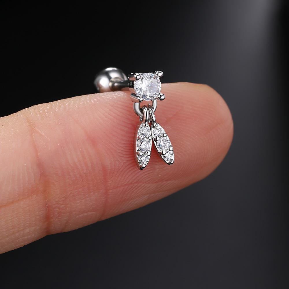

1PC Ins Rabbit Minimalis Screw Stud Earring For Women Cute Y2k Cubic Zirconia Copper Color Helix Piercing Ear Zircon Gift
