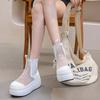 High Quality 8CM Air Mesh Microfiber Leather Ankle Boots Sandals Women Chunky Sneaker Platform Wedge Summer Comfy Shoes Hollow