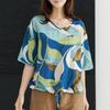 Dedra V Neck Leaf T shirT   88size  Tbe3376