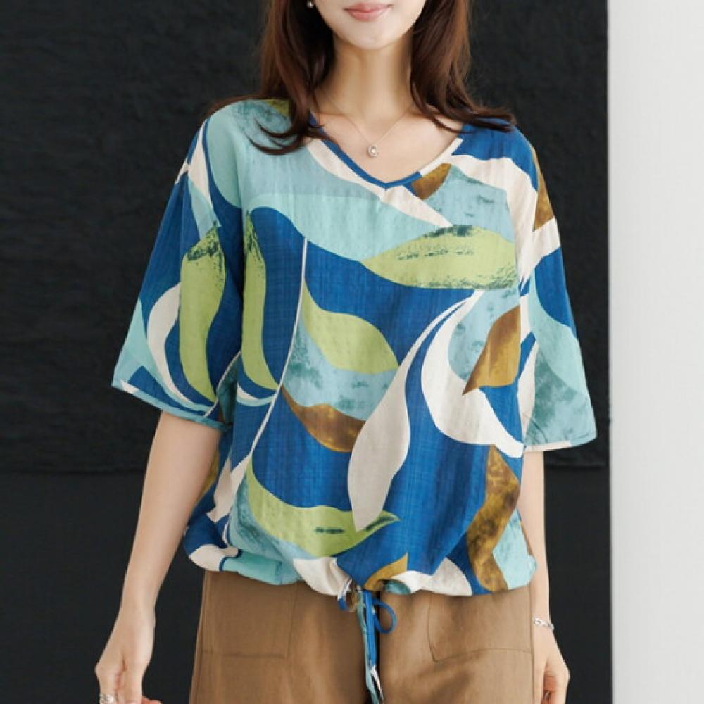 Dedra V Neck Leaf T shirT   88size  Tbe3376