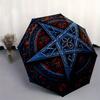 Blue Pentagram Symbol Decorative Wall Art Print Umbrella, Cute Umbrella with Cute Design, Portable 3-Fold Compact Umbrella for Men & Women, Valentine'