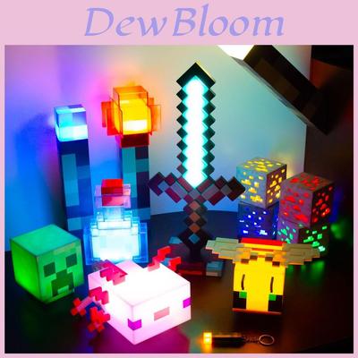 Color Changing Minecraft Themed Night Light With Rechargeable Abs Torch Design For Kids