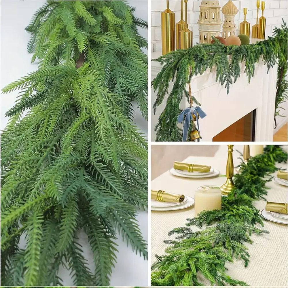 1.8m/2.7m Christmas Wreath Rattan Artificial Soft Pines Needle Garlands Lightweight Easy Hanging Decoration For Home Bedroom